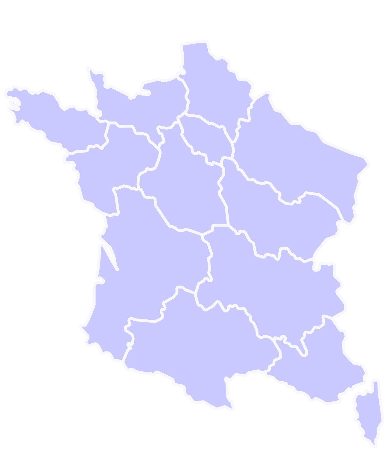 Illustration du découpage des régions françaises